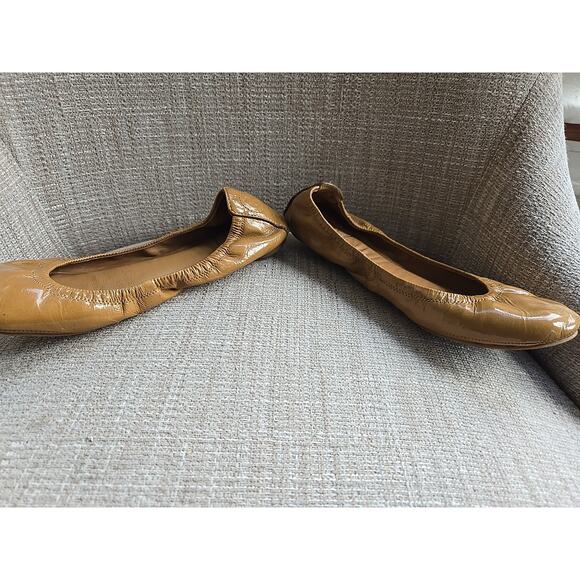 Tory Burch Tan Eddie Patent Leather Ballet Flats Size 7 - Picture 2 of 8